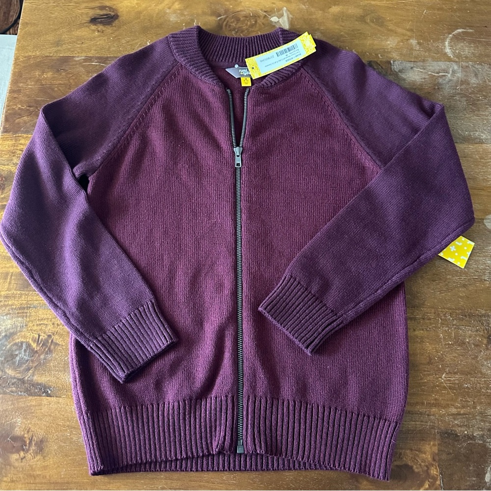 Stitch Fix kids Rumi + Ryder burgundy zip up cardigan sweater kids size M NWT